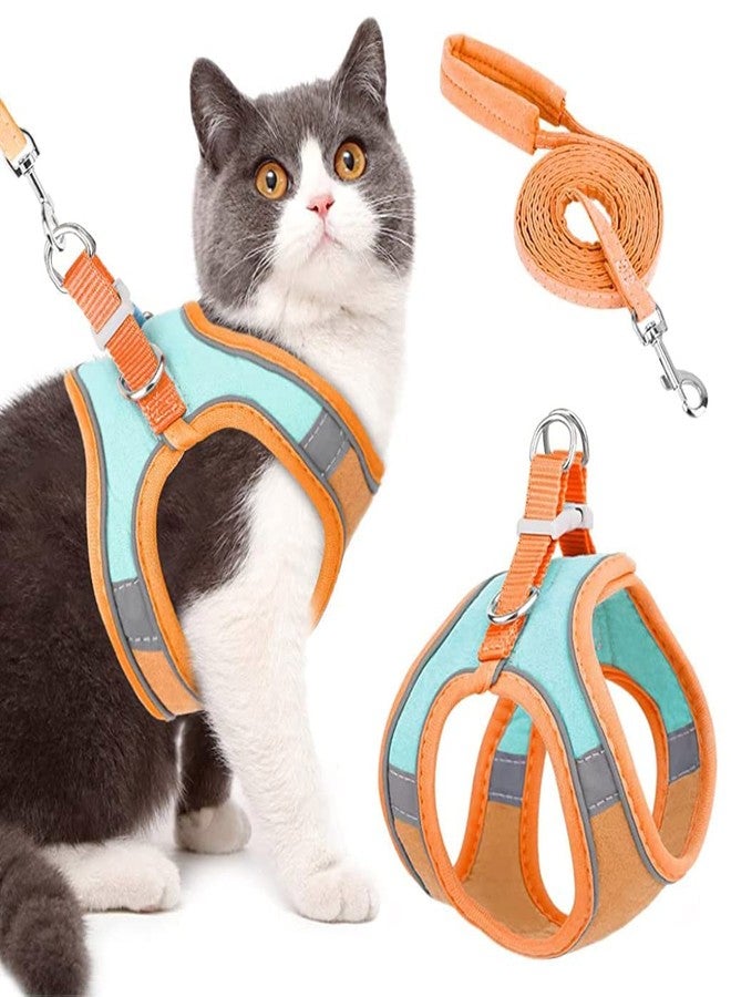 GALV Cat Harness with Leash,Cat Belt Adjustable Size Breathable Cat Vest Strap with Safety Reflective Strip,Pet Leash with Harness for Small pet (M, Orange)(149 cm=1.5 Meter) - Image 1